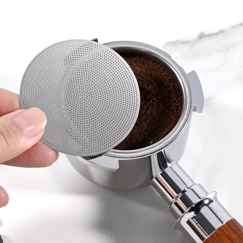Puck à expresso pour filtre à café, support réutilisable en acier inoxydable 0.2mm pour porte-filtre à café 51/54/58mm, accessoires Barista