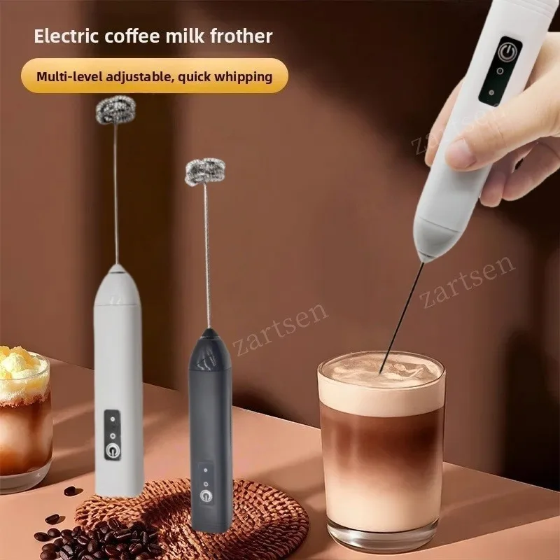 الكهربائية اللاسلكية الحليب Frother نوع-C خلاط يدوي الفولاذ المقاوم للصدأ صانع القهوة الصغيرة خفقت خلاط لكريم القهوة كابتشينو