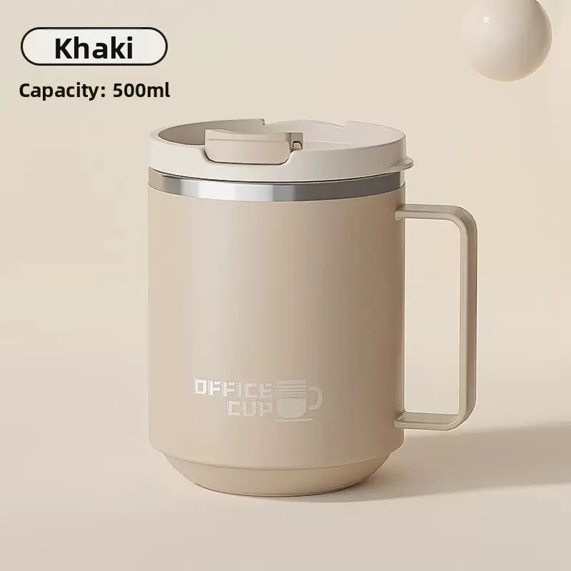 Mug à café isotherme à double paroi en acier inoxydable 304, tasse de voyage anti-fuite avec poignée pour adultes et étudiants